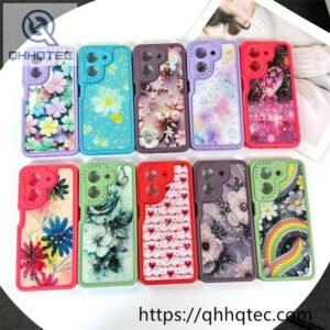 flowers heart 3 in 1 glitter custom case