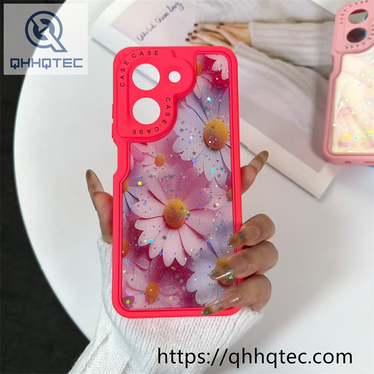 flowers heart 3 in 1 glitter custom case