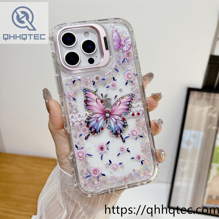 3d painting butterfly rose 3 in 1 case