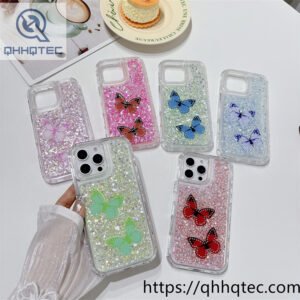 simulated butterfly 3 in 1 glitter case