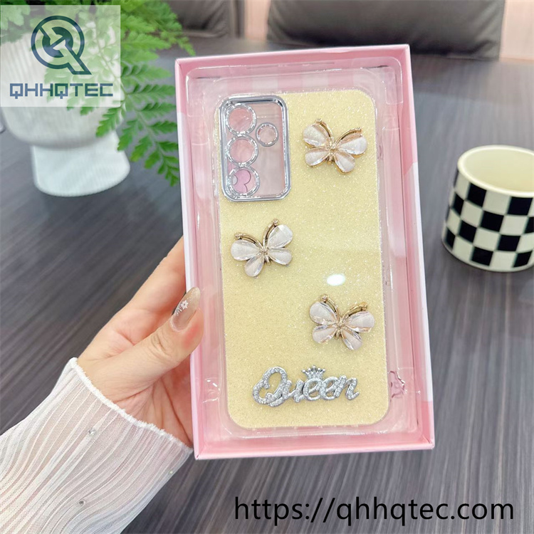 queen butterfly glitter case