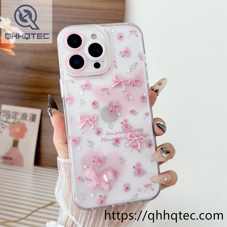 dripping flower len glitter case