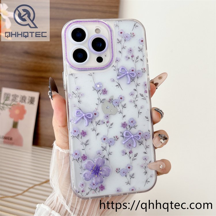dripping flower len glitter case
