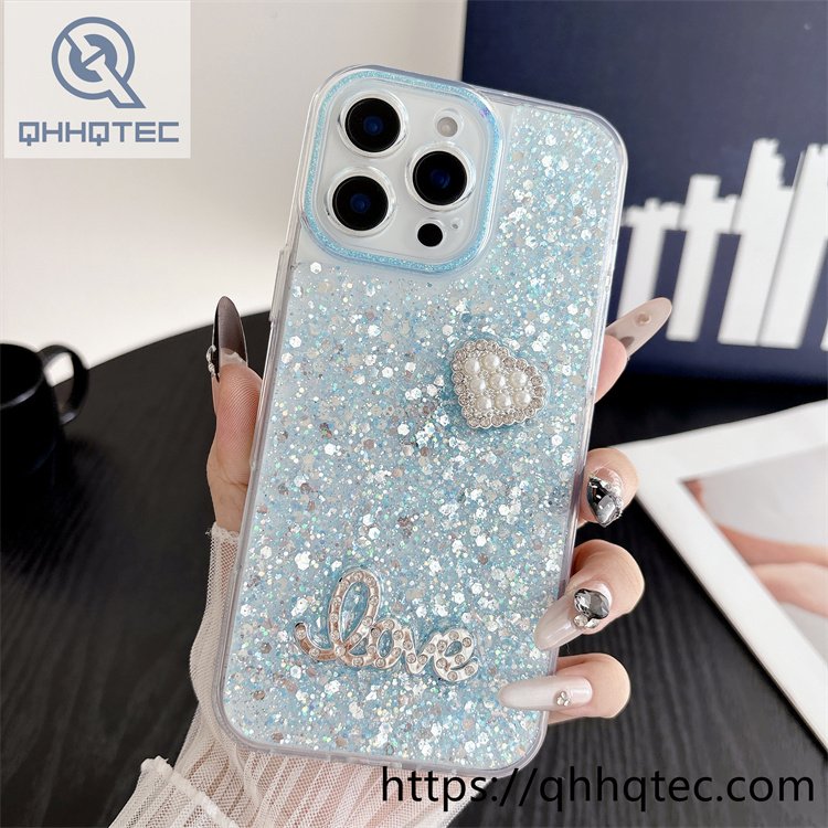 luxury heart diamond glitter case