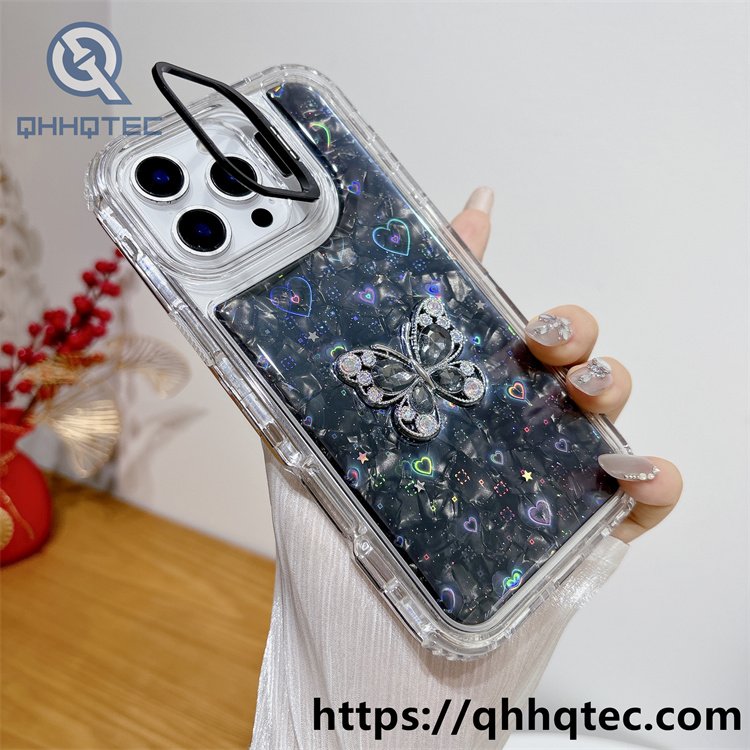 shiny butterfly 3 in 1 metal bracket case