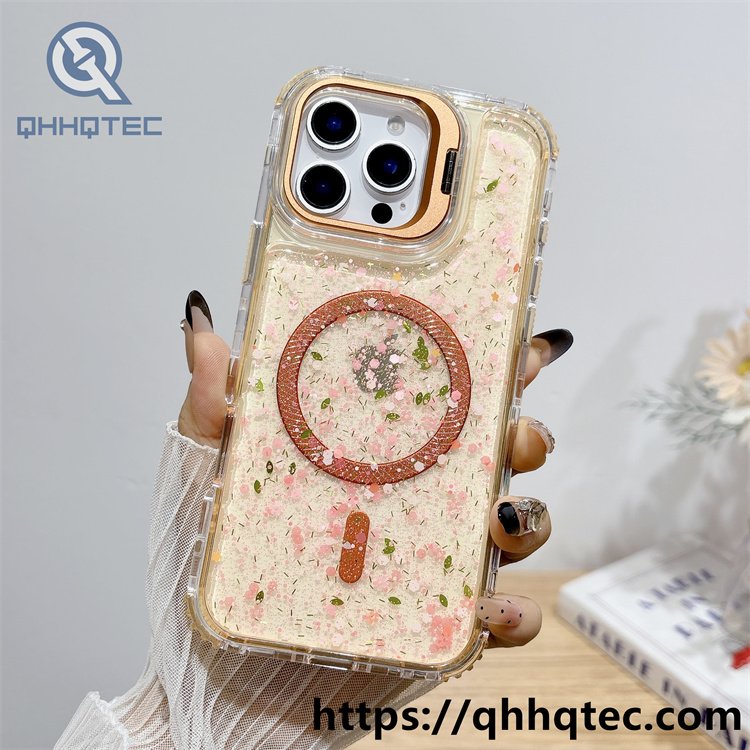 glitter leave 3 in 1 metal bracket case