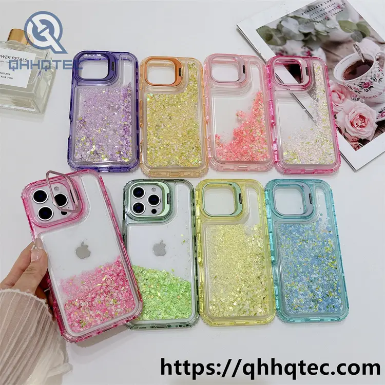 clear quicksand 3 in 1 metal bracket case