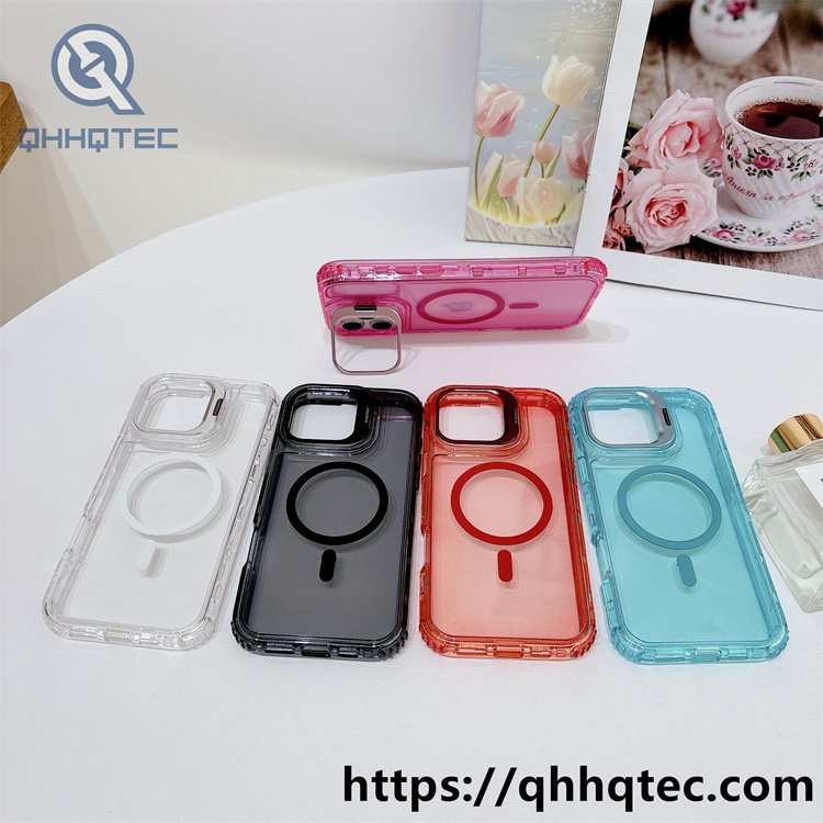 colorful stand,metal stand,3 in 1 phone case,same color magnetic ring,detachable case,dyeing colors frame,anti-fall corner