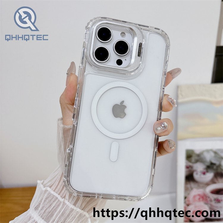 colorful stand,metal stand,3 in 1 phone case,same color magnetic ring,detachable case,dyeing colors frame,anti-fall corner