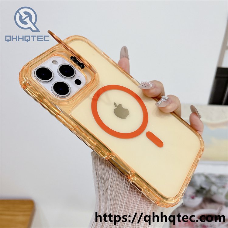 colorful stand,metal stand,3 in 1 phone case,same color magnetic ring,detachable case,dyeing colors frame,anti-fall corner