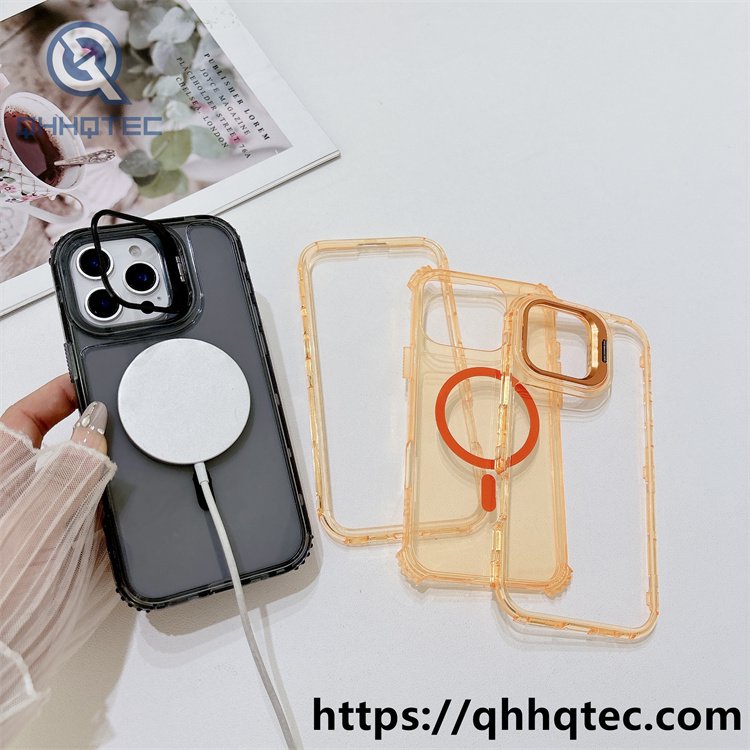 colorful stand,metal stand,3 in 1 phone case,same color magnetic ring,detachable case,dyeing colors frame,anti-fall corner