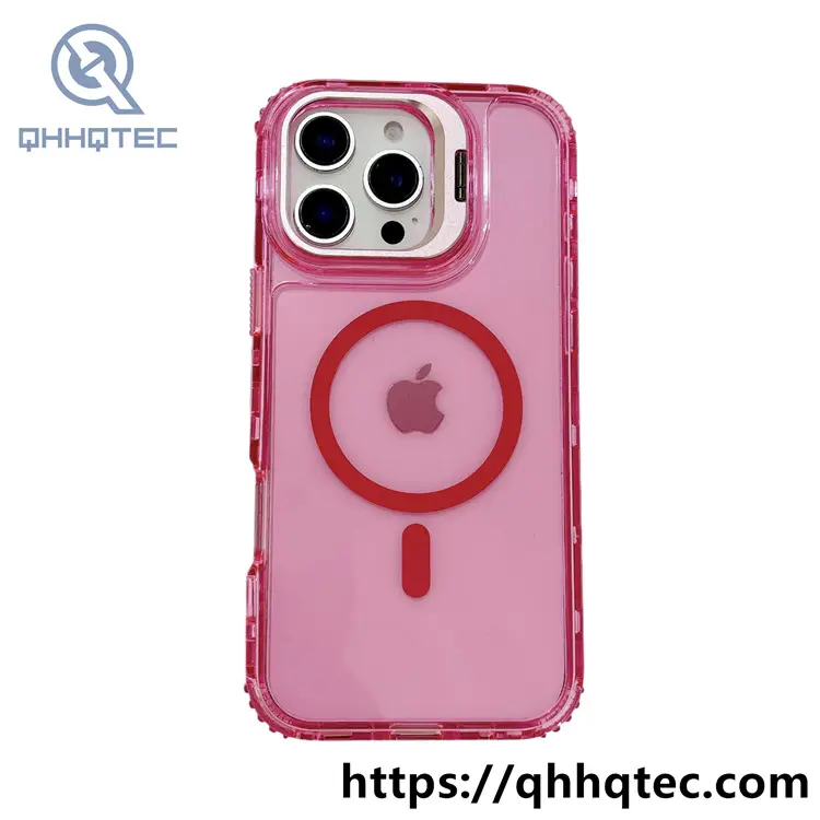 colorful stand,metal stand,3 in 1 phone case,same color magnetic ring,detachable case,dyeing colors frame,anti-fall corner