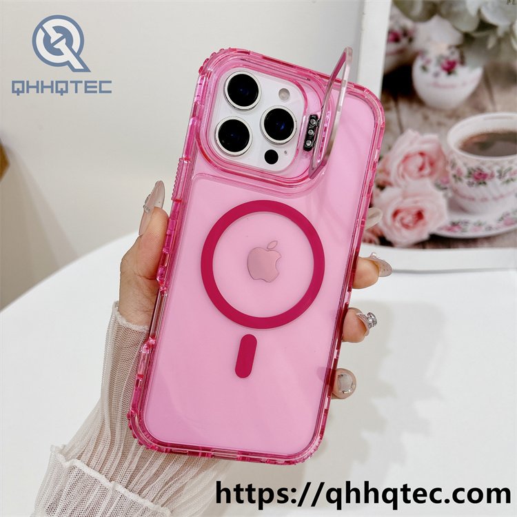 colorful stand,metal stand,3 in 1 phone case,same color magnetic ring,detachable case,dyeing colors frame,anti-fall corner