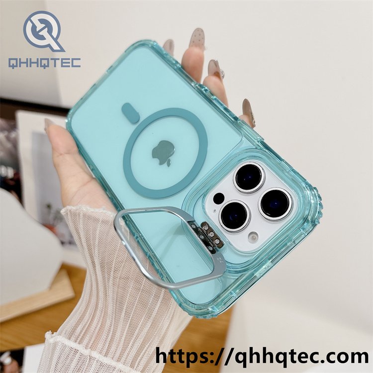 colorful stand,metal stand,3 in 1 phone case,same color magnetic ring,detachable case,dyeing colors frame,anti-fall corner