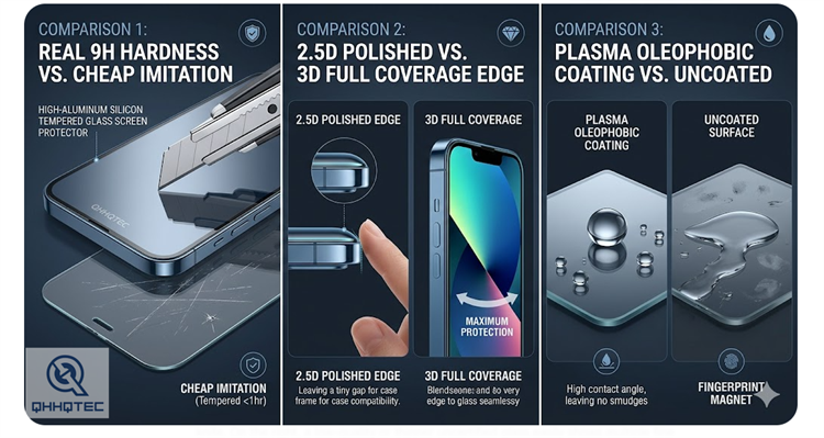 qhhqtec tempered glass's hardness &edge craftsmanship & surface performance