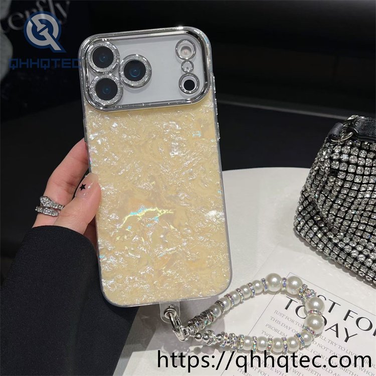 wholesale pearl wristlet shell case for iphone fundas mayoreo