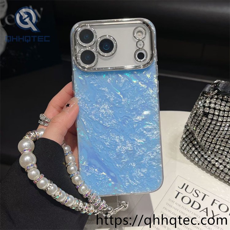 wholesale pearl wristlet shell case for iphone fundas mayoreo