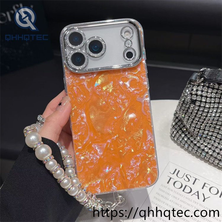 wholesale pearl wristlet shell case for iphone fundas mayoreo