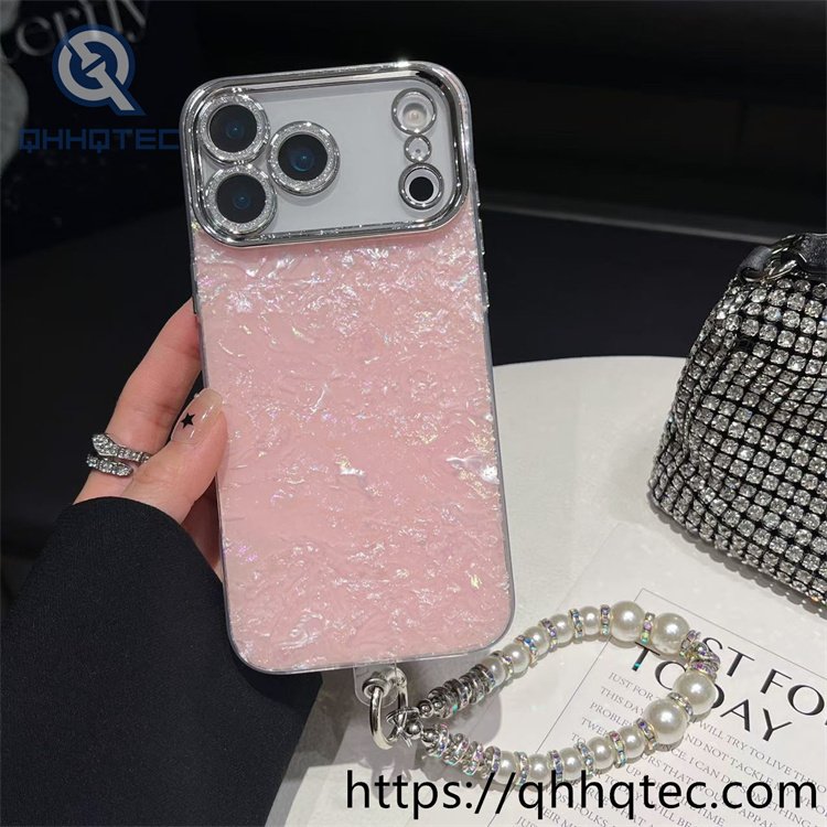 wholesale pearl wristlet shell case for iphone fundas mayoreo