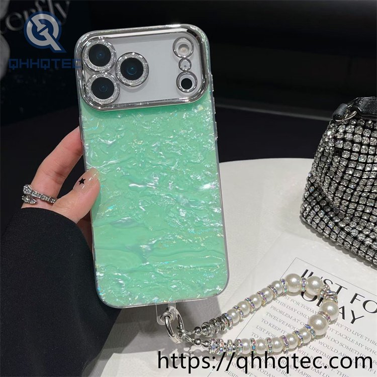 wholesale pearl wristlet shell case for iphone fundas mayoreo