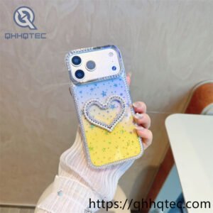 wholesale pearl heart glitter case for iphone fundas de lujo por mayor