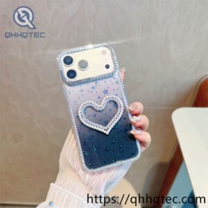 wholesale pearl heart glitter case for iphone fundas de lujo por mayor