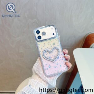 wholesale pearl heart glitter case for iphone fundas de lujo por mayor