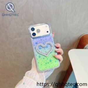 wholesale pearl heart glitter case for iphone fundas de lujo por mayor
