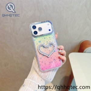 wholesale pearl heart glitter case for iphone fundas de lujo por mayor