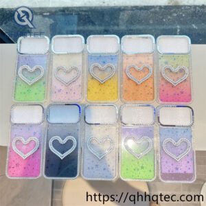 wholesale pearl heart glitter case for iphone fundas de lujo por mayor