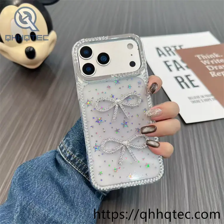 wholesale rhinestone bow case for iphone fundas de moños por mayor china