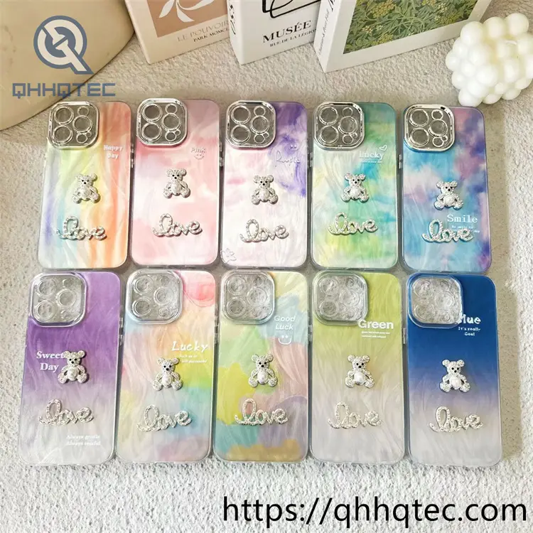 wholesale 3d bear marble case for iphone fundas de osito por mayor