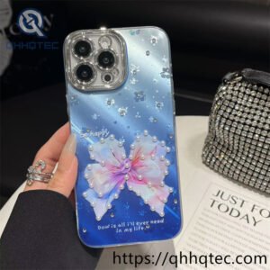 funda brillante para iPhone al por mayor,carcasa con mariposa para celular,glitter butterfly phone case wholesale,fundas para celular al por mayor,accesorios para celular mayorista