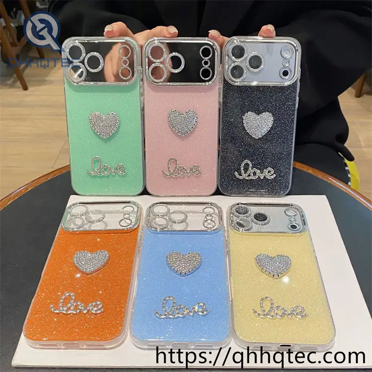 Wholesale Rhinestone Heart Love Case for iPhone Models | Funda Love Brillante