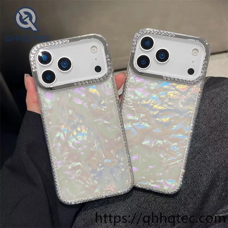 wholesale holographic heart shell case for iphone models | carcasa brillante