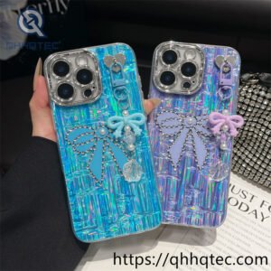 Wholesale 3D Bow Holographic Case for iPhone Models | Funda con Moño Brillante
