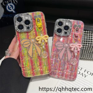 Wholesale 3D Bow Holographic Case for iPhone Models | Funda con Moño Brillante