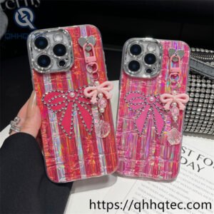 Wholesale 3D Bow Holographic Case for iPhone Models | Funda con Moño Brillante