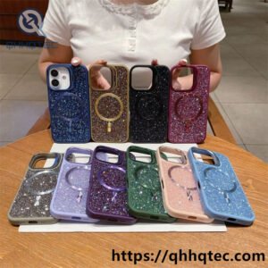 wholesale crystal glitter magnetic stand case iphone 17 18 funda soporte cristal