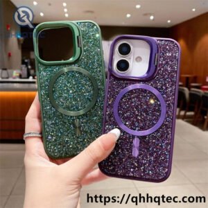 wholesale crystal glitter magnetic stand case iphone 17 18 funda soporte cristal
