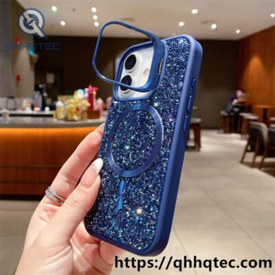 wholesale crystal glitter magnetic stand case iphone 17 18 funda soporte cristal