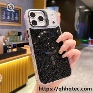 wholesale glitter strap magnetic case iphone 17 18 funda brillo con lanyard