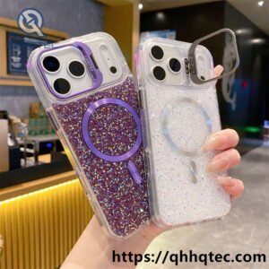 wholesale glitter strap magnetic case iphone 17 18 funda brillo con lanyard