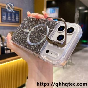 wholesale glitter strap magnetic case iphone 17 18 funda brillo con lanyard