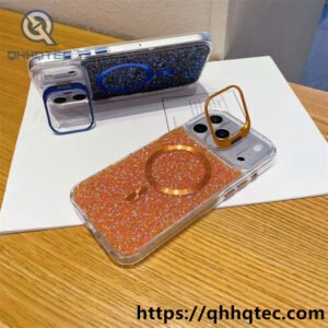 wholesale glitter strap magnetic case iphone 17 18 funda brillo con lanyard