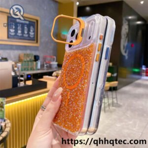 wholesale glitter strap magnetic case iphone 17 18 funda brillo con lanyard