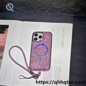 wholesale crystal glitter lanyard case iphone 17 18 funda brillo con cadena