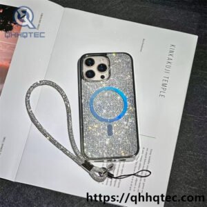 wholesale crystal glitter lanyard case iphone 17 18 funda brillo con cadena