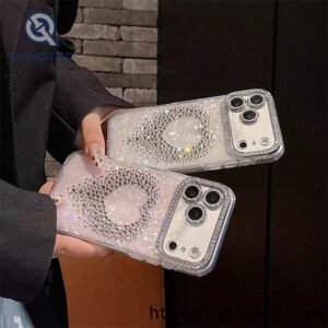 wholesale rhinestone heart glitter case for iphone | funda brillo corazón strass