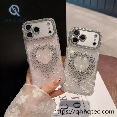 wholesale rhinestone heart glitter case for iphone | funda brillo corazón strass